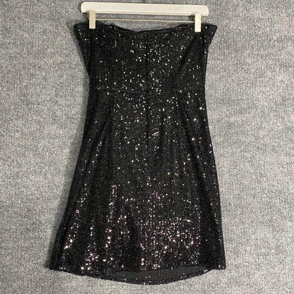 Parker Black Mini Dress 4 Small Sequin Strapless Aurelia Ruffle Cocktail Formal - Picture 3 of 15